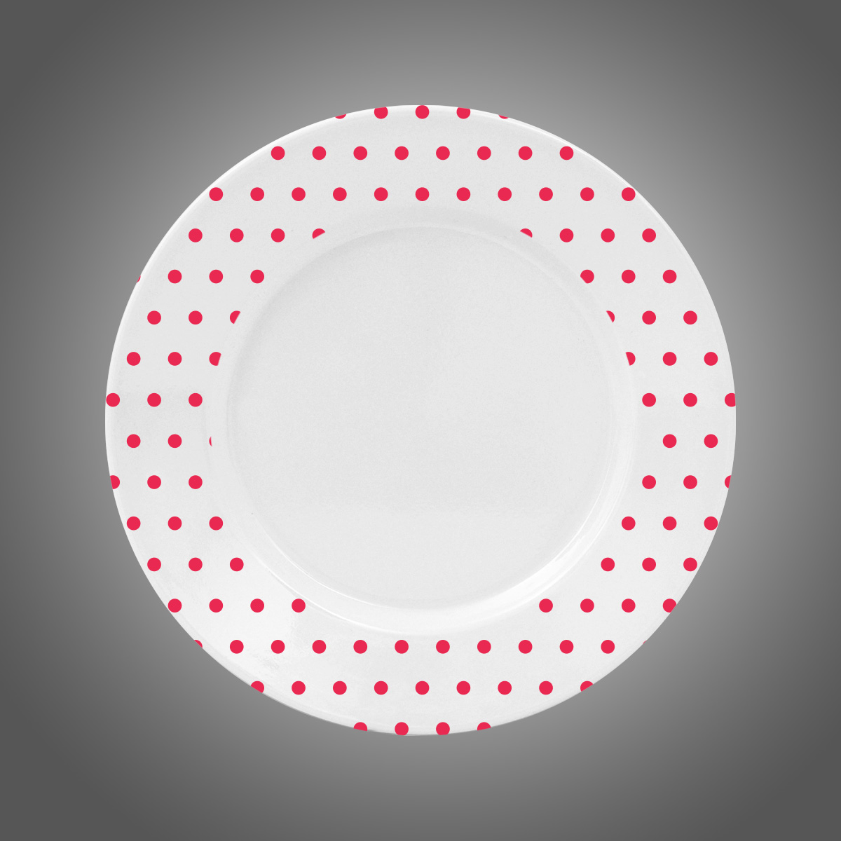 23 cm çapında melaminden üretilmiş beyaz ve desenli servis tabağı